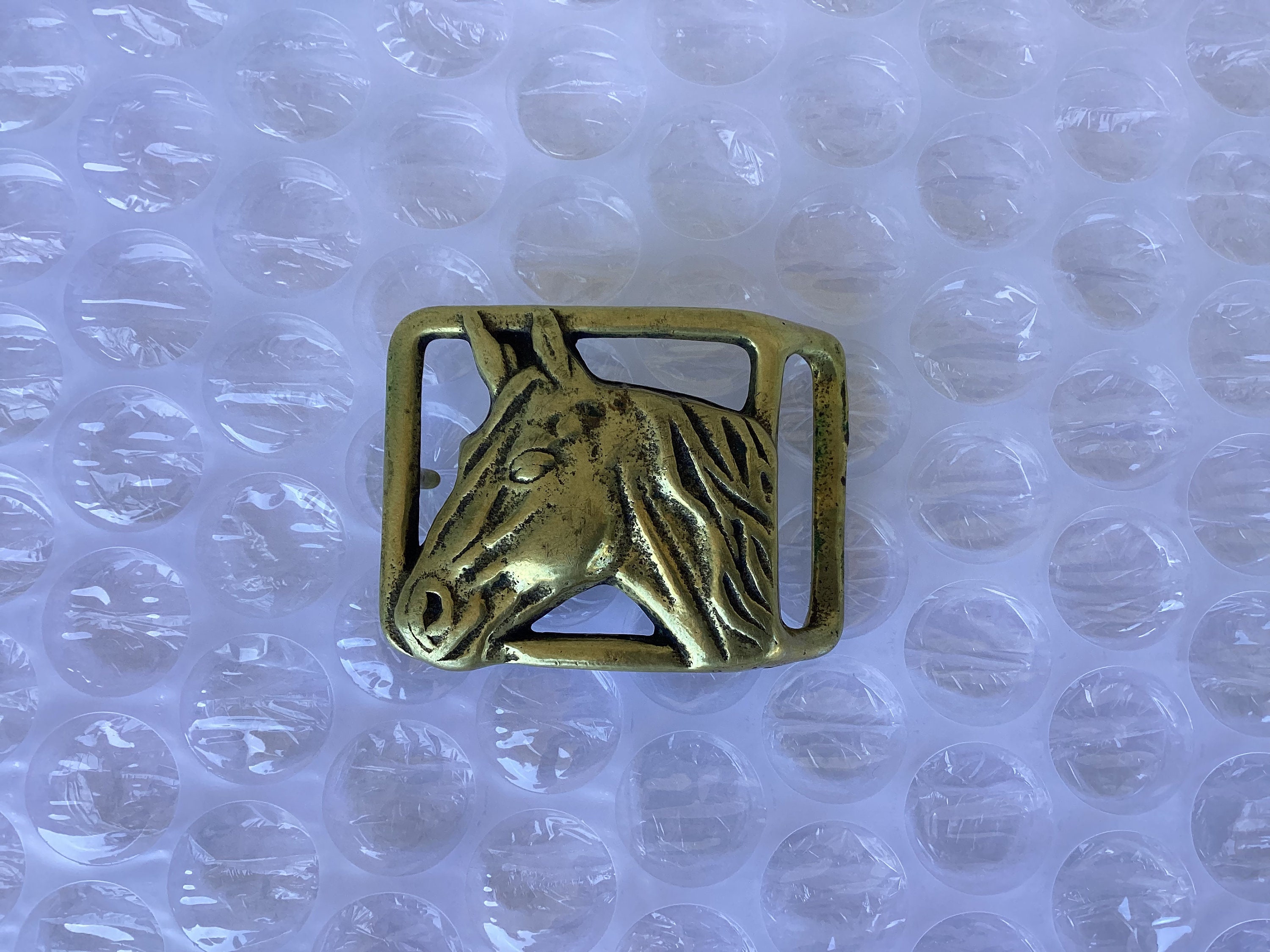 Beautiful Vintage Hallmarked 1976 Solid Brass Horse Head Buckle Leather Belt? Horse Belt Buckle In Vintage Belt Buckles for sale - eBay main image 2