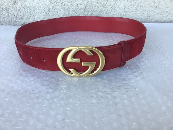 Vintage Gucci Large GG Buckle & Suede Leather Belt used Condition