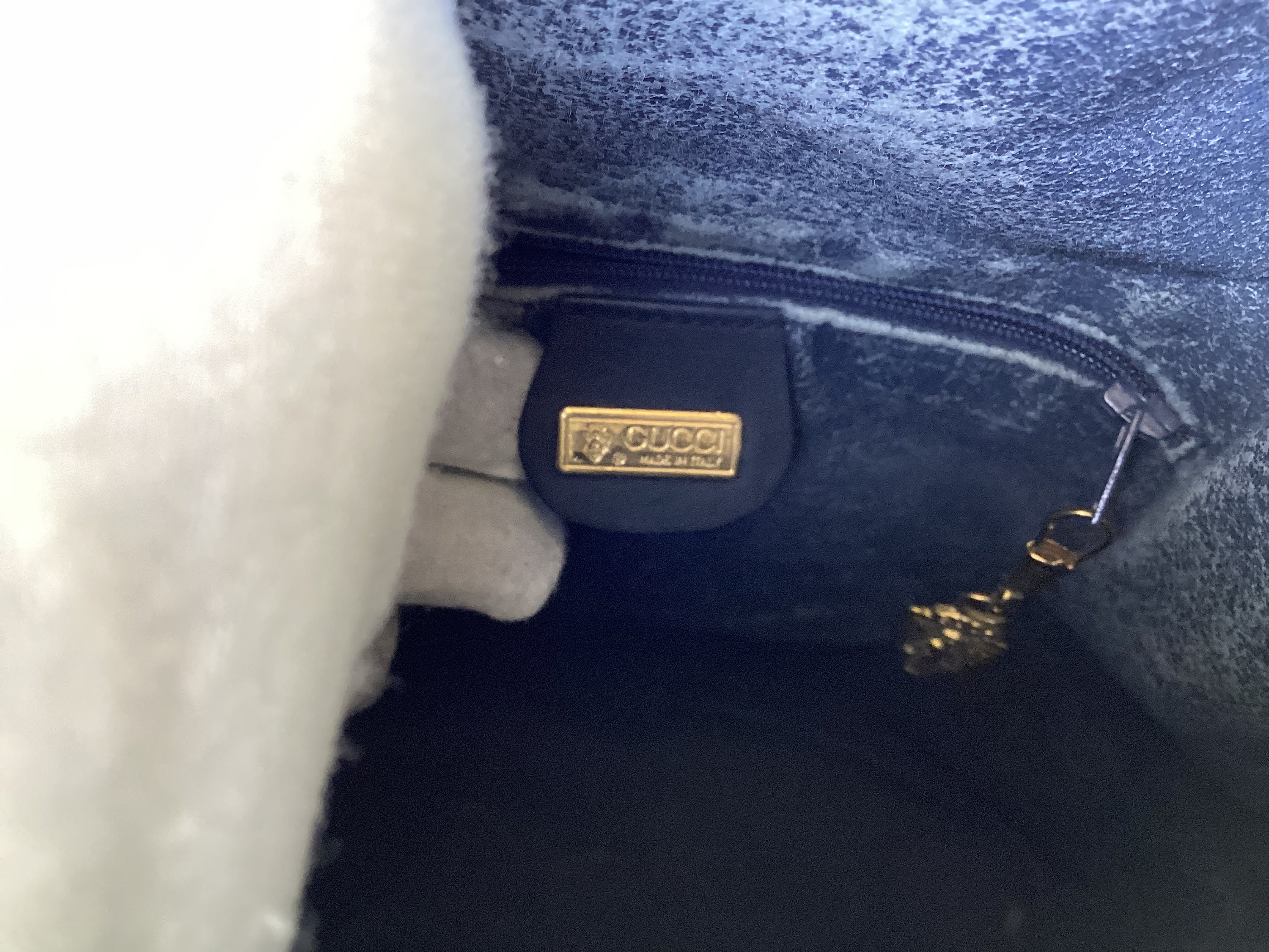 GUCCIベロアvintageバッグ✦ Old 1990's Vintage Gucci Large Bucket Bag Blue Micro GG