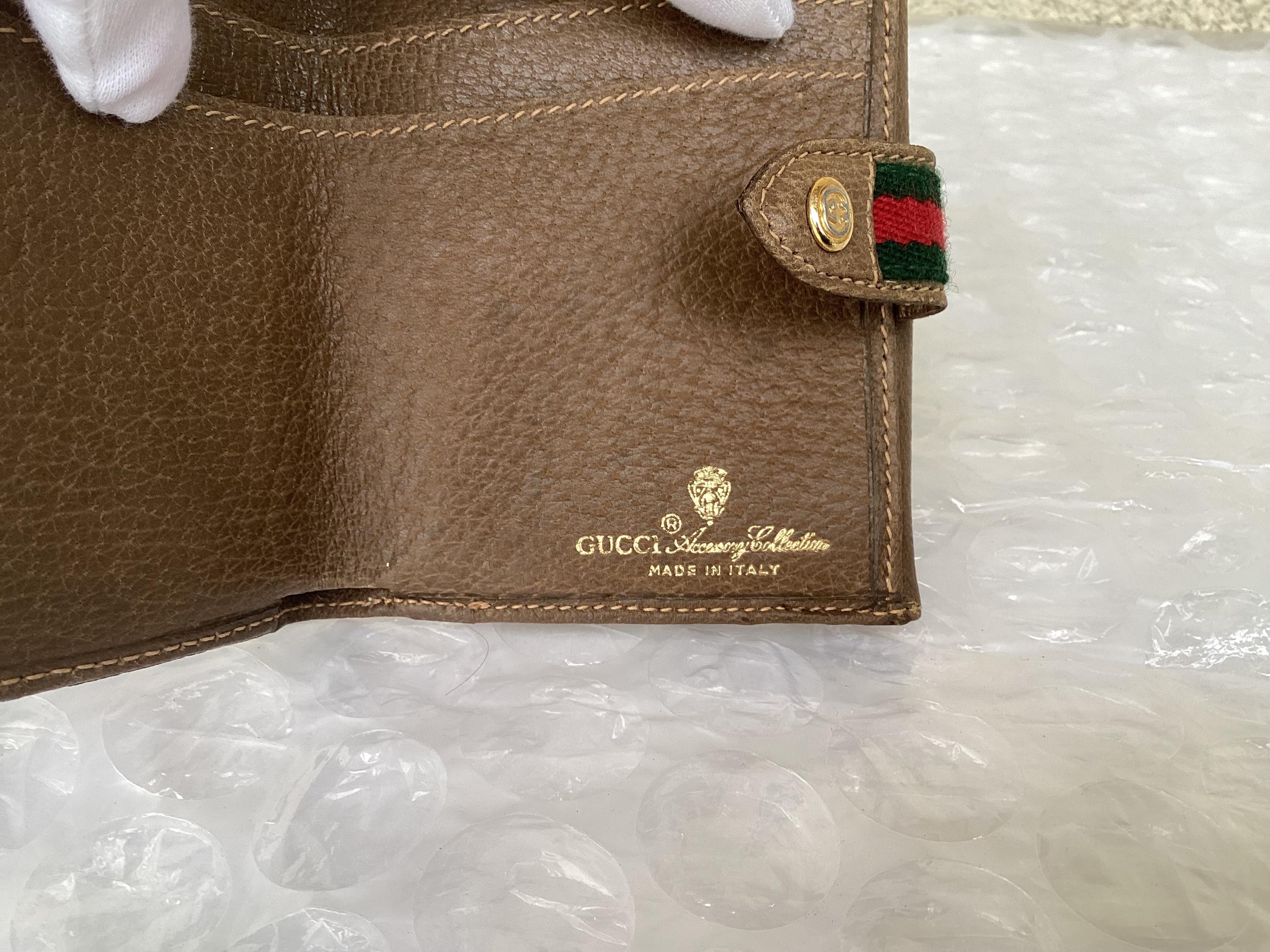 Old Vintage Gucci Small Bifold Wallet Brown Canvas Great