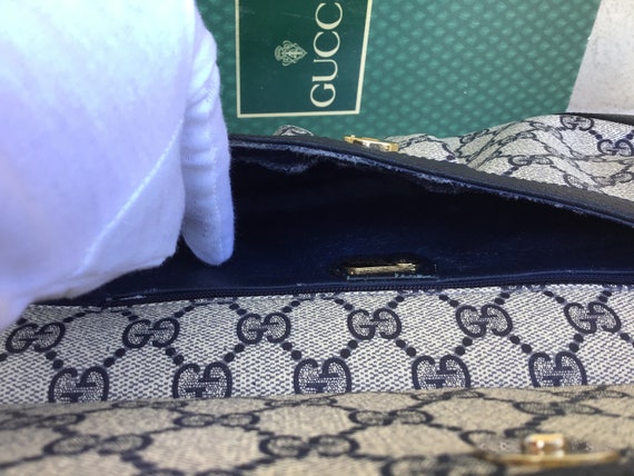 Vintage Gucci 1980’s Clutch Blue Canvas Mint Exte… - image 9