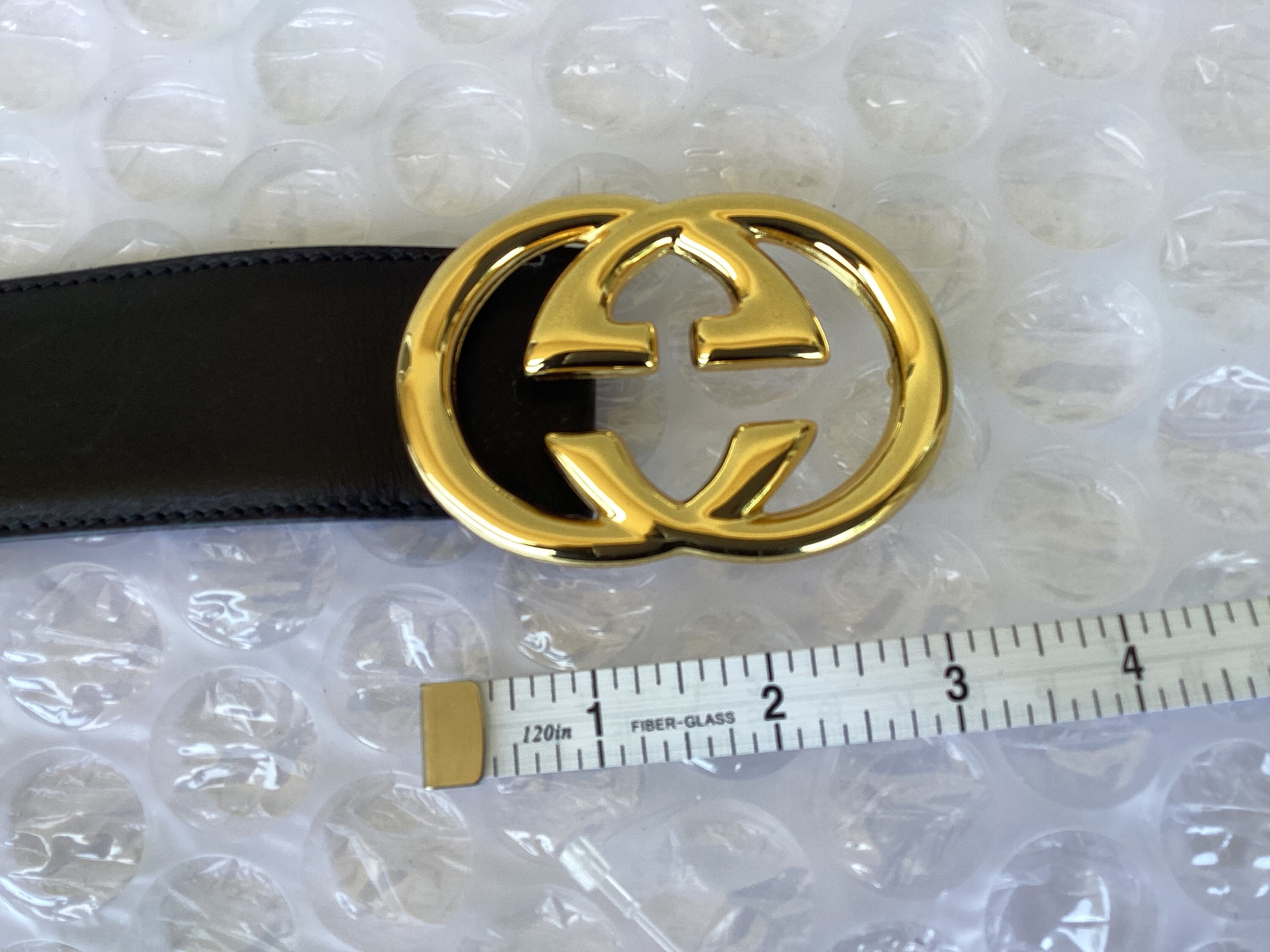 Vintage Gucci Gold Tone Interlocking GG Belt Buckle Gucci GG Belt with Horse bit Buckle in Taupe Brown – Gavriel.us main image 2