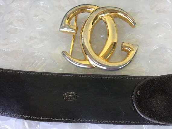 Vintage Gucci Large GG Belt & Buckle Used Vintage… - image 8