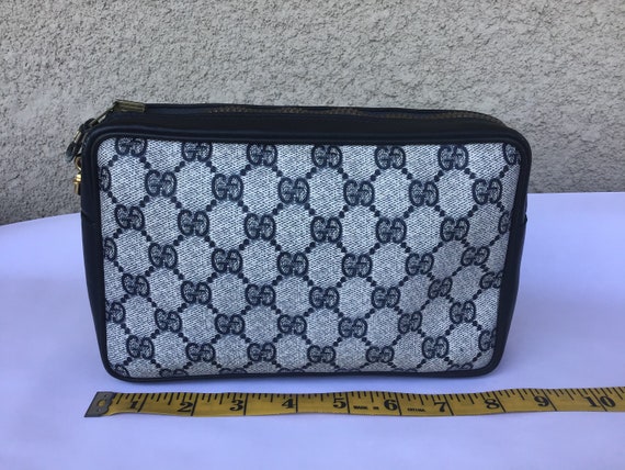 Vintage Gucci 70’s Makeup Bag/Toiletries Blue Canv