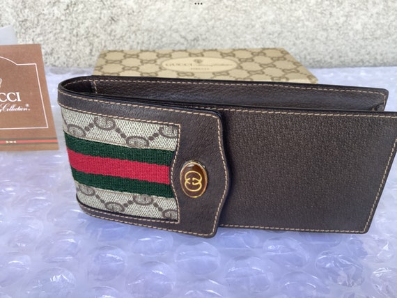 Gucci Vintage Sunglasses Glasses Case Web Brown Canvas Great Gucci Vintage Sunglasses Glasses Case Web Brown Canvas Great