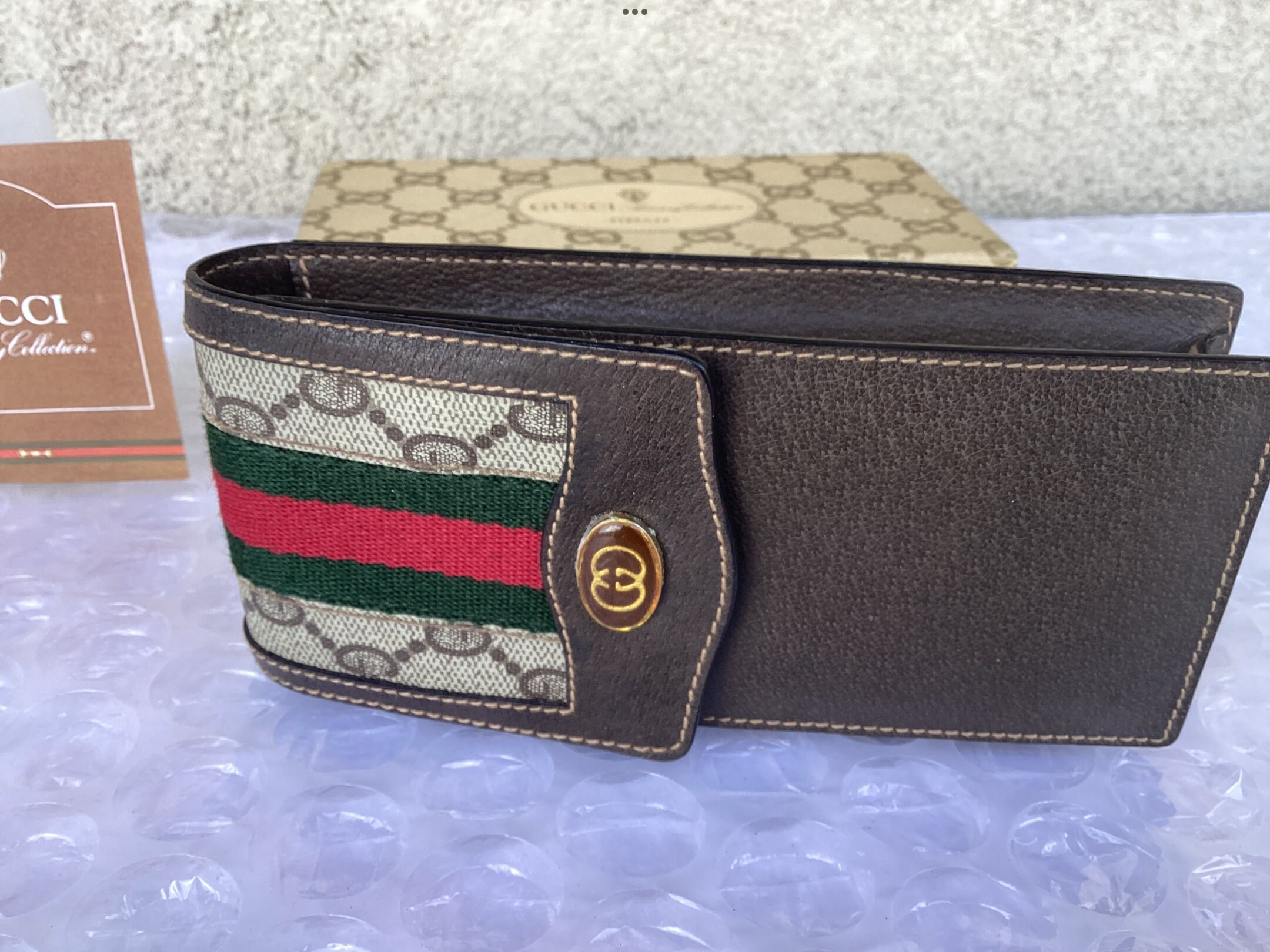 Gucci Vintage Sunglasses Glasses Case Web Brown Canvas Great