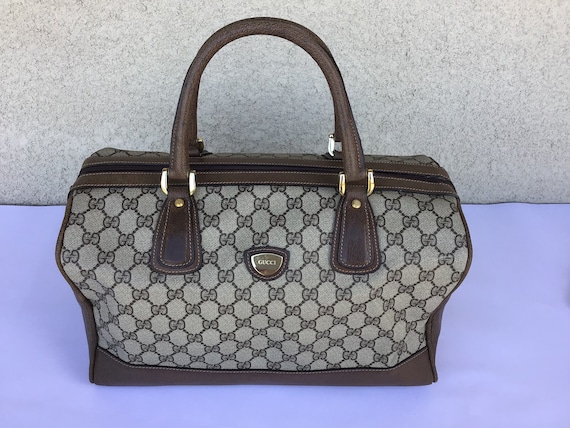 Vintage Gucci GG Monogram Boston Brown Speedy Bag Large