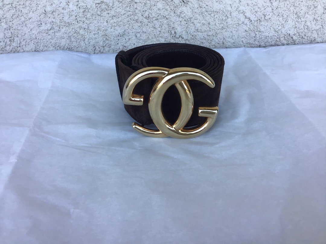 GUCCI Iconic 1970s inverted GG design Buckle, Suede Leather Belt VINTAGE 1970 main image 3