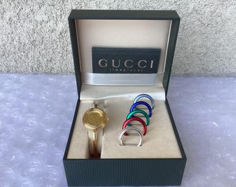 Vintage Gucci 11/12.2 Change Bangle Bezel Gold Plated Good  display picture 2