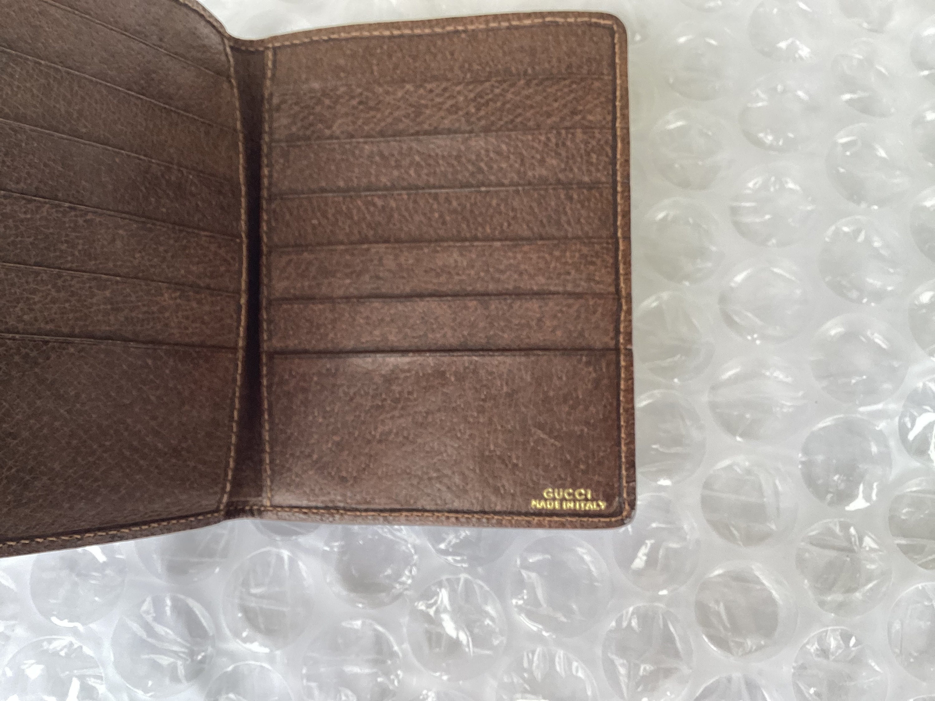 Vintage Old Gucci Passport Holder Wallet Web Brown Canvas 