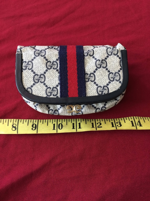 Vintage Gucci Mirrored Cosmetic Case Blue Canvas R