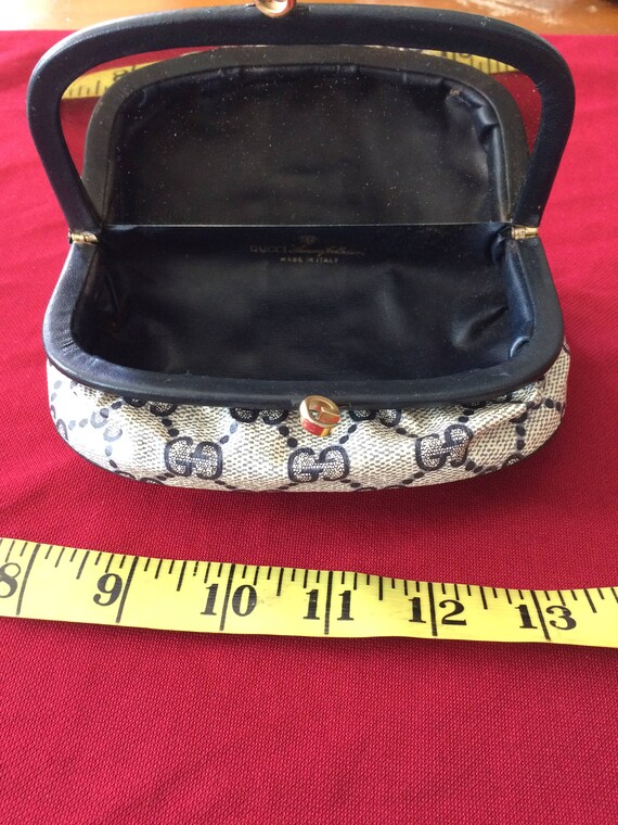 Vintage Gucci Mirrored Cosmetic Case Blue Canvas … - image 8