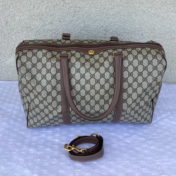 Gucci Brown Canvas Boston Duffle