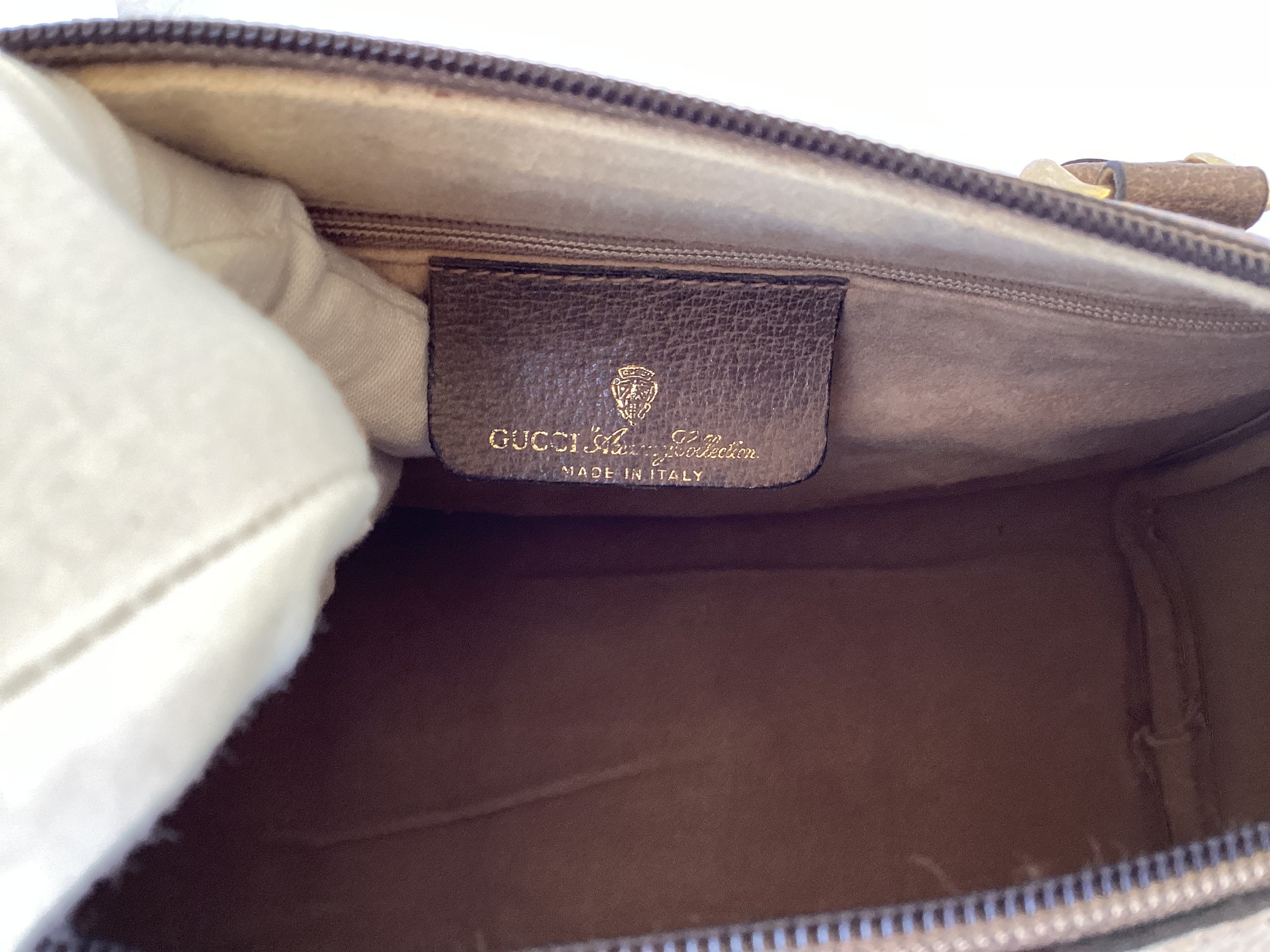 Old Vintage Gucci Small Doctor Boston Bag Web Brown Canvas Good Exterior  Preowned Condition 