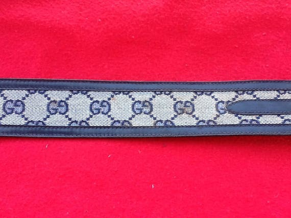 Vintage Gucci GG Belt Buckle & Navy Blue Monogram… - image 3