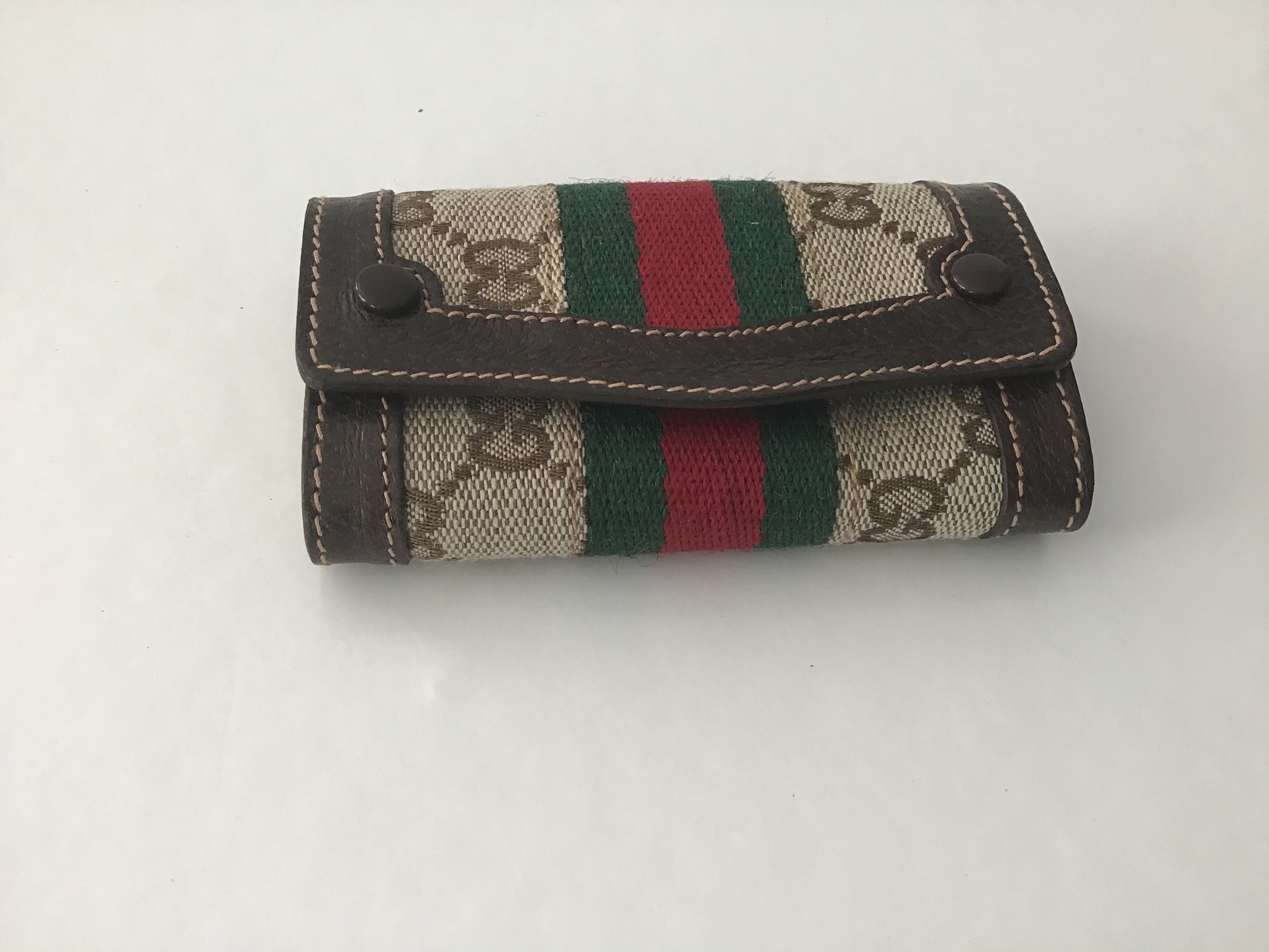 Vintage Gucci 80s Keychain Brown Canvas Nearly Mint Condition