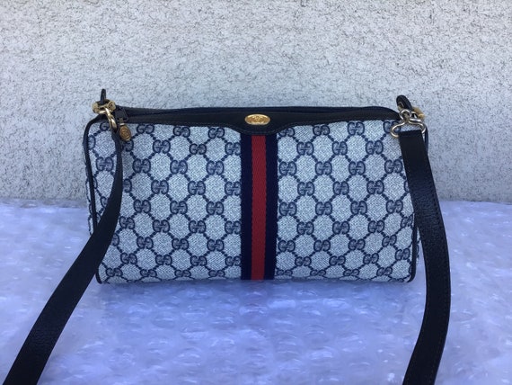 Vintage Gucci Cross Body Bag Navy Blue