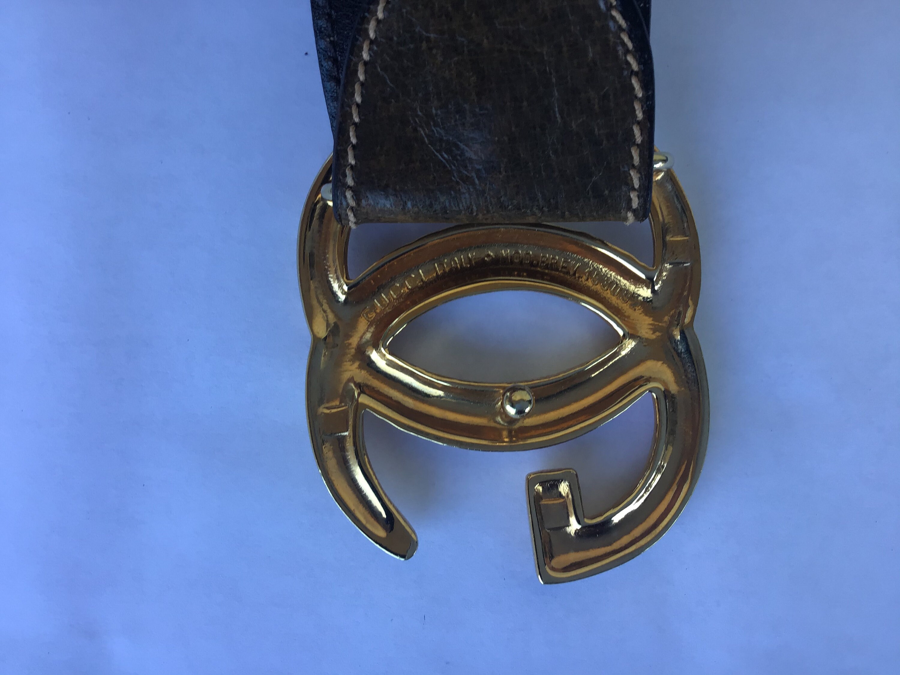 Vintage Authentic GUCCI Belt Buckle GG Gg buckle leather belt Gucci Brown size 90 cm in Leather  main image 2
