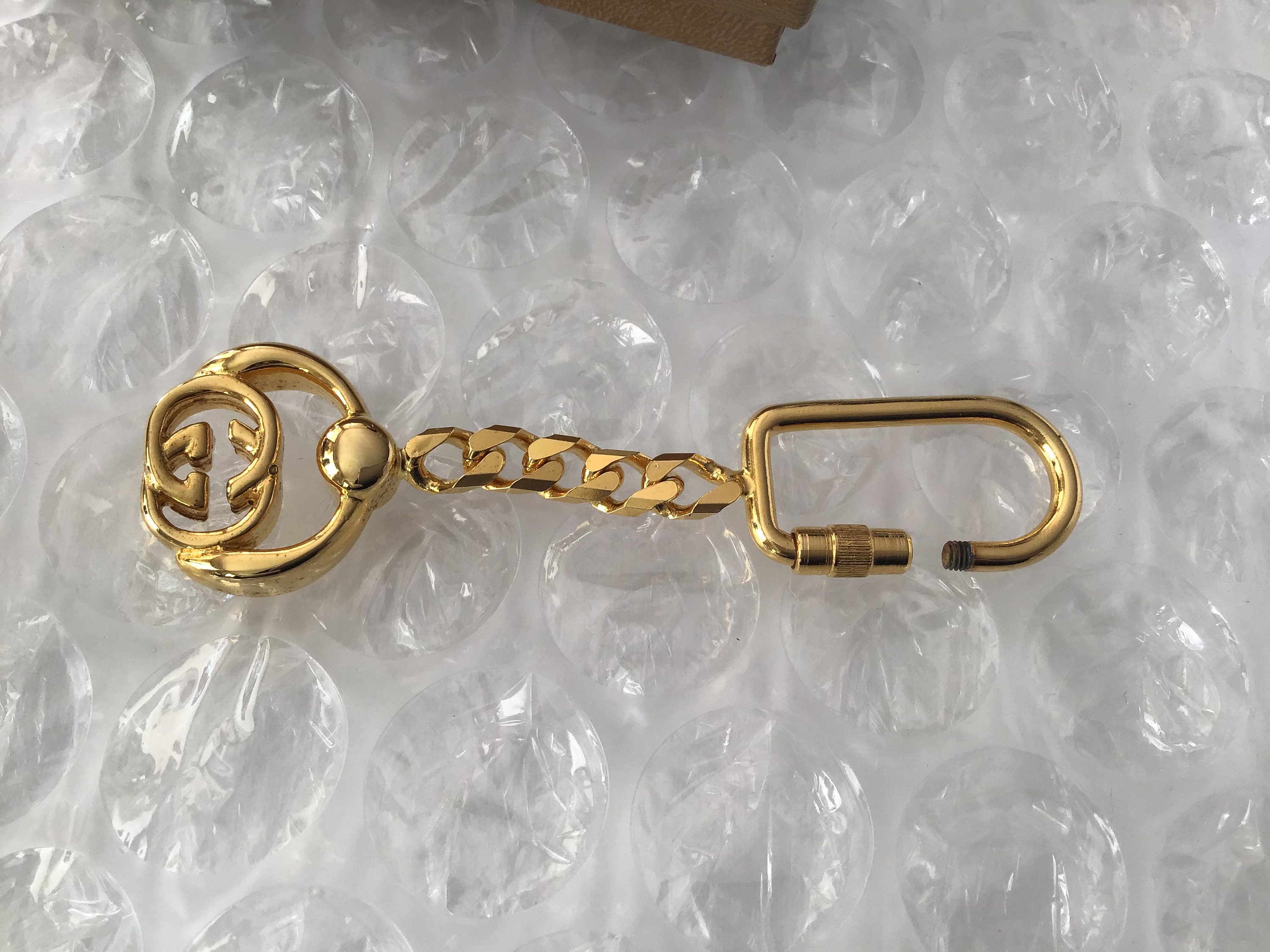 Vintage Gucci 1980's GG Keychains Gold Tone Mint Never Worn