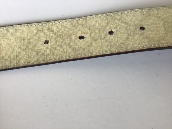 Vintage Old Gucci Belt Cream Canvas Belt Enameled… - image 6