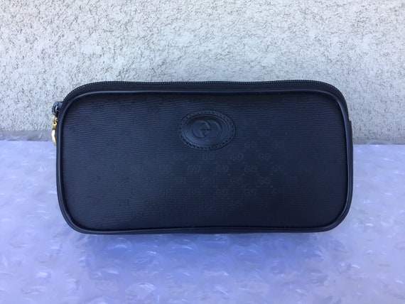 Vintage Gucci Black Micro GG Makeup Pouch or Clut… - image 2