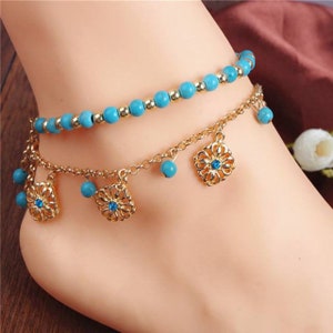 Anklets Turkish gold plated/silver and pearl elastic