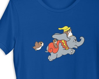 Porgs vliegen in een olifant Unisex T-shirt / Tomorrowland Design