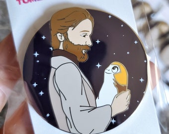 Limited Edition Character Enamel Pin, Porg Pin, Silver Shiny Metal