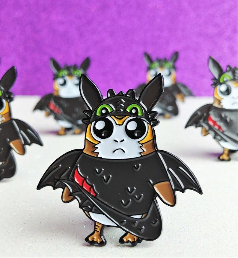 Black Dragon Porg Pin, Enamel Pin, Your Dragon, SeeYaEarSoon, TomorrowlandDesign image 3