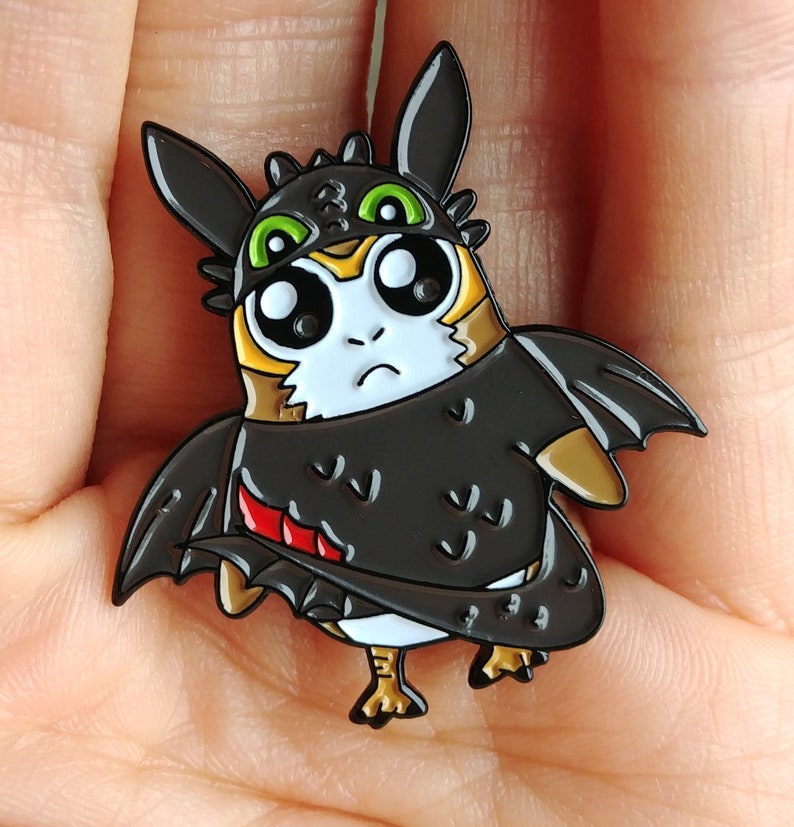 Black Dragon Porg Pin, Enamel Pin, Your Dragon, SeeYaEarSoon, TomorrowlandDesign image 2