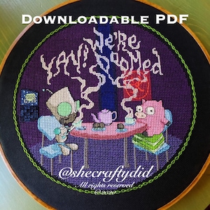 Invader Zim Gir and Piggy PDF Downloadable Cross Stitch Pattern Chart Only 2020