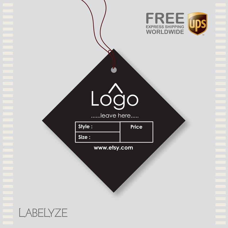 1000 Pcs Custom Hang Tags Square Shape Tags Thank You Tag Etsy