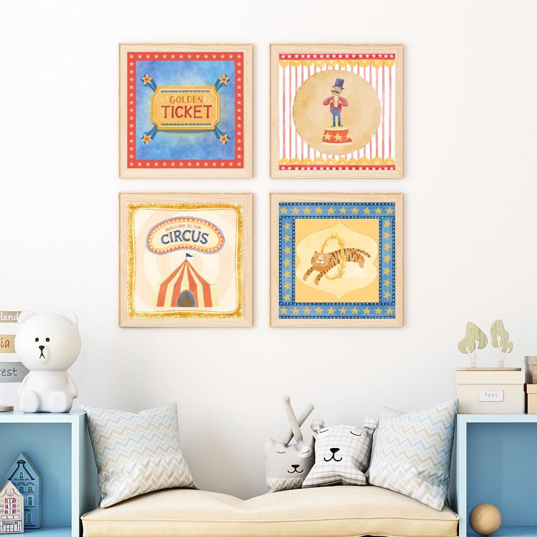 Printable Circus Nursery Wall Art Set | Prints for Kids Room | Carnival ...