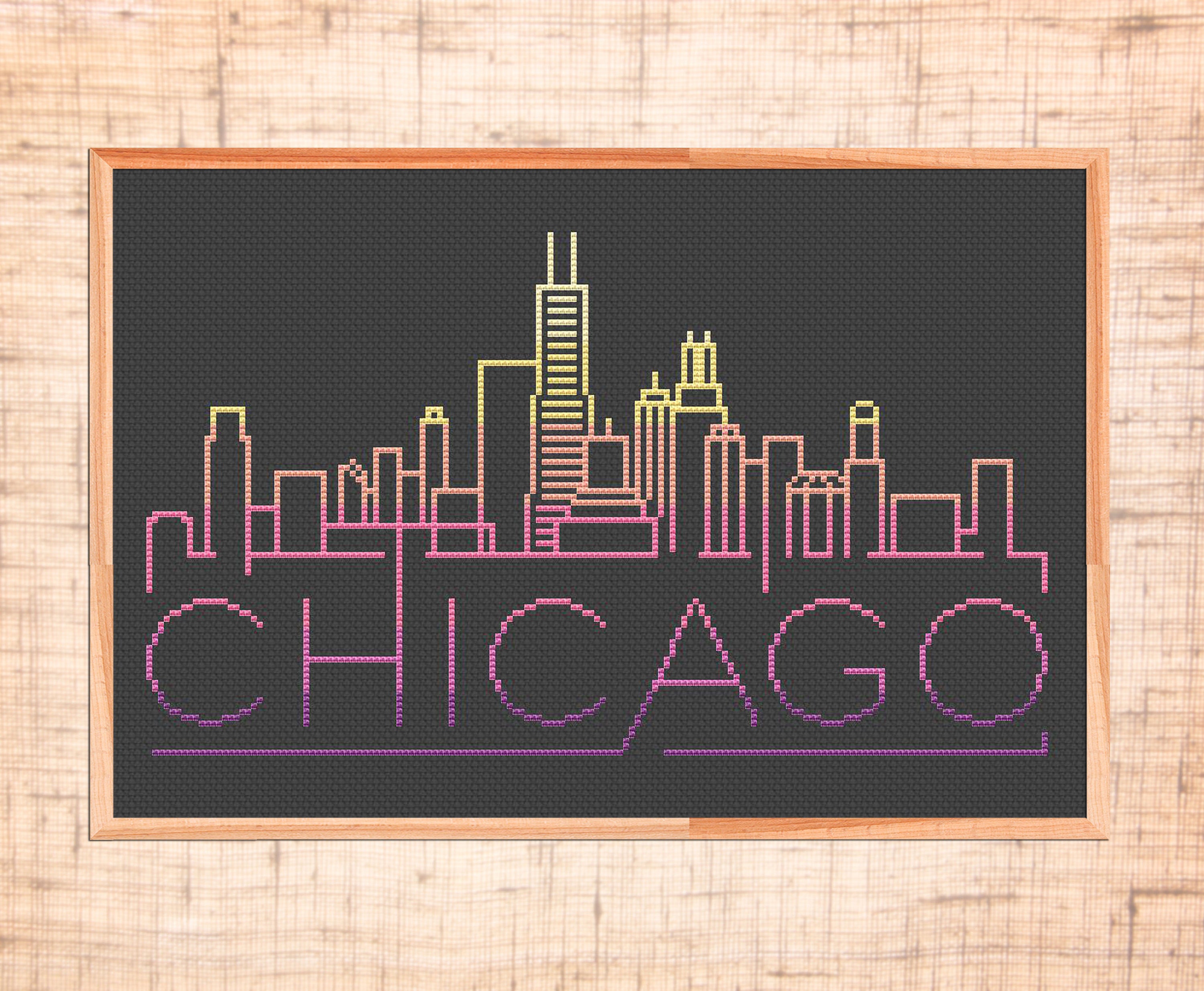 Chicago cross stitch pattern Modern cross stitch City skyline Etsy