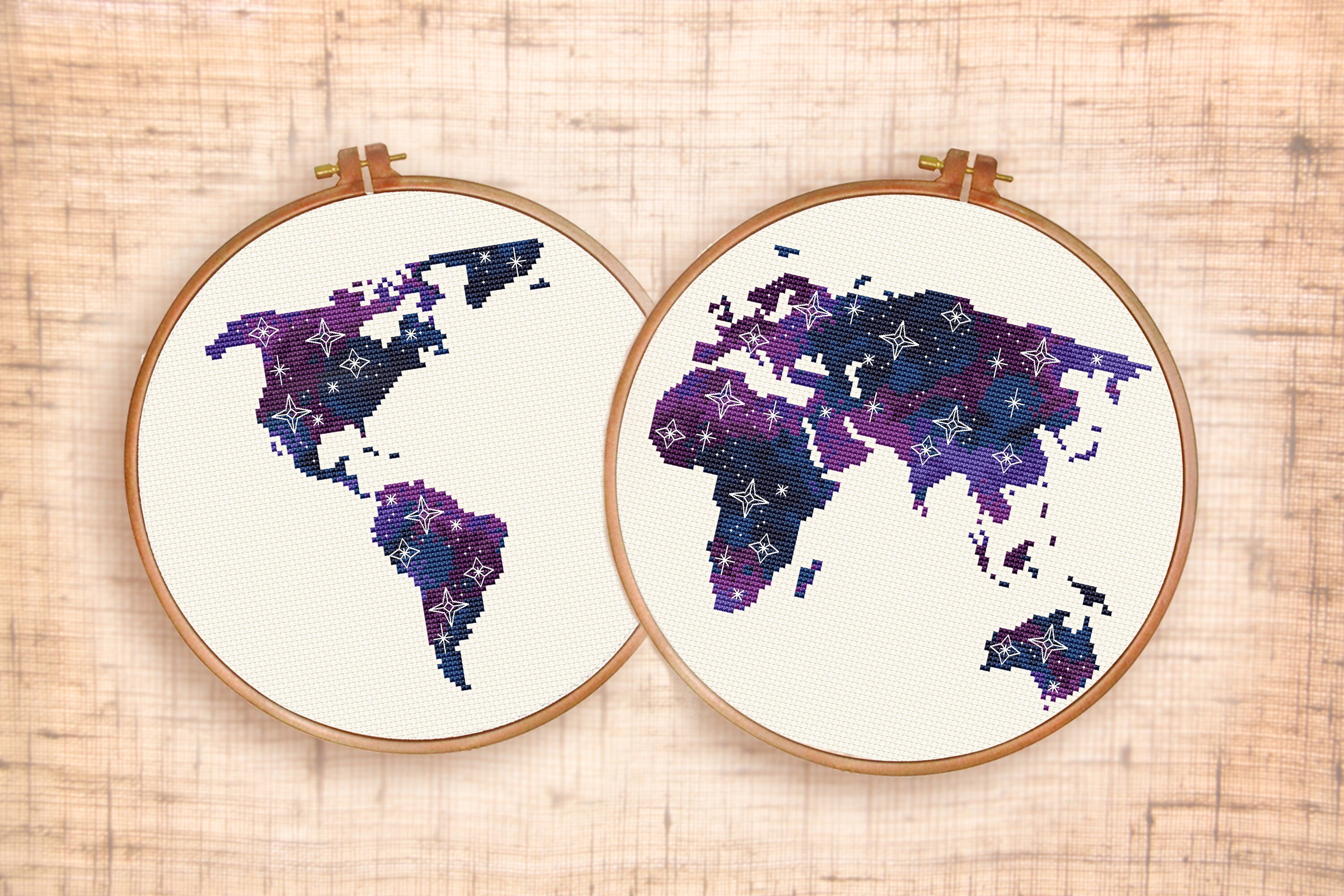 World map cross stitch pattern Galaxy cross stitch Modern Etsy