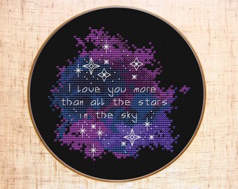 Night Stars Cross Stitch Pattern Nursery Modern Stitch Tree House Cross Stitch Pattern Home Decor Pattern Easy Embroidery Round