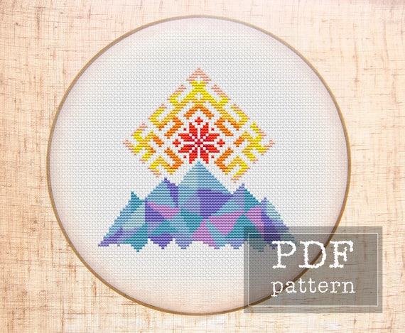 Mountain cross stitch pattern Geometric cross stitch Adventure | Etsy