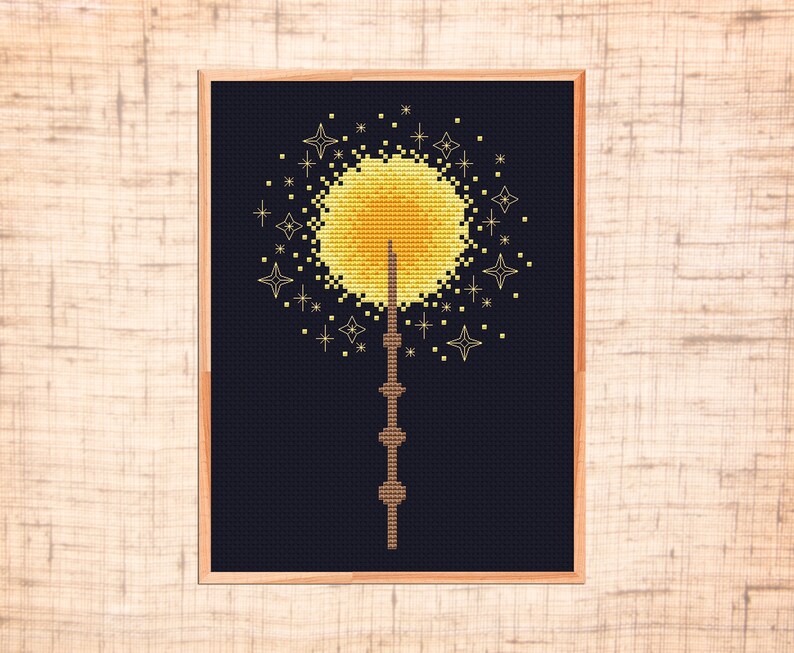 Magic wand cross stitch pattern Modern cross stitch Light Etsy