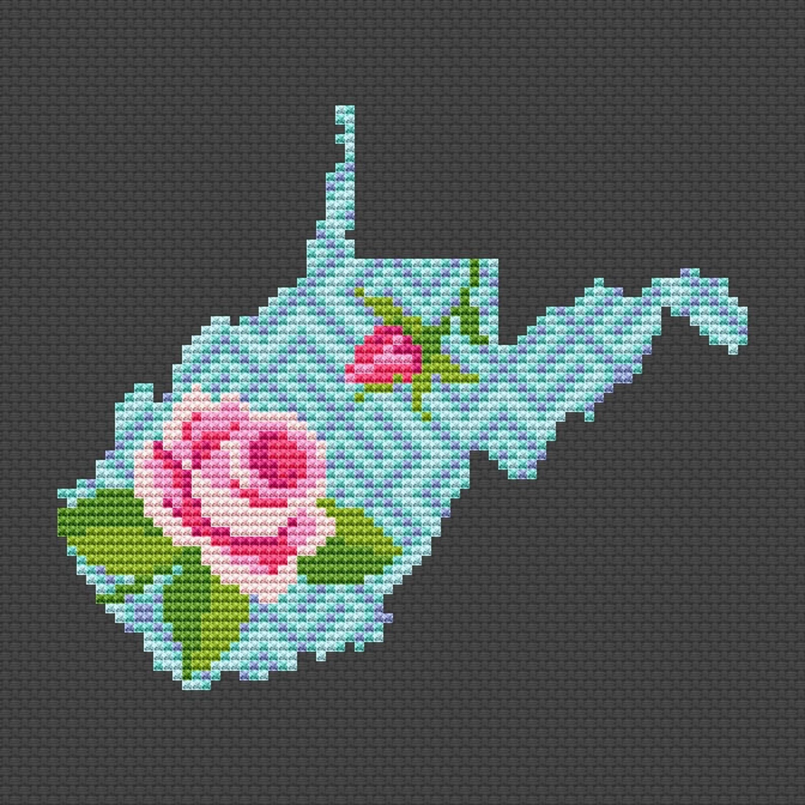 West Virginia cross stitch pattern Floral cross stitch Modern Etsy
