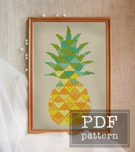 Geometric Pineapple Cross Stitch Pattern Fruit Cross Stitch Etsy