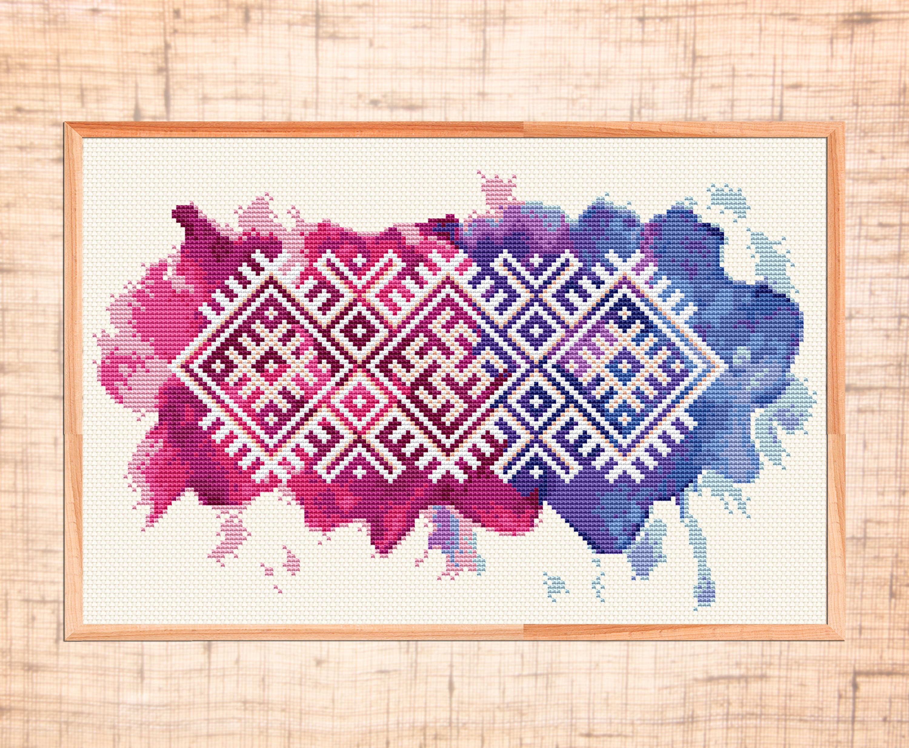 Watercolor cross stitch pattern Modern cross stitch Tribal | Etsy