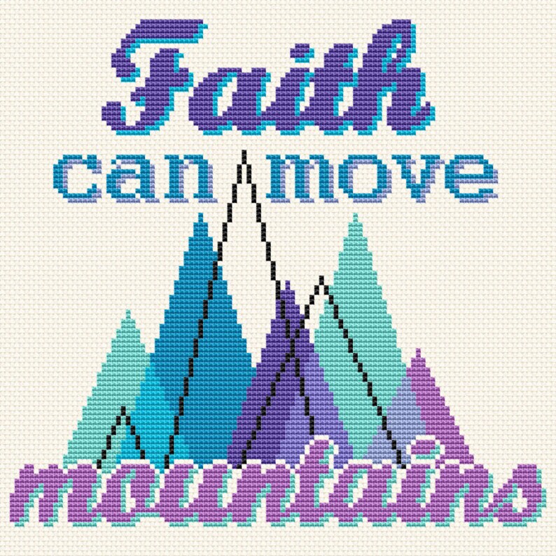 Faith can move mountains Cross stitch pattern Modern quote Etsy