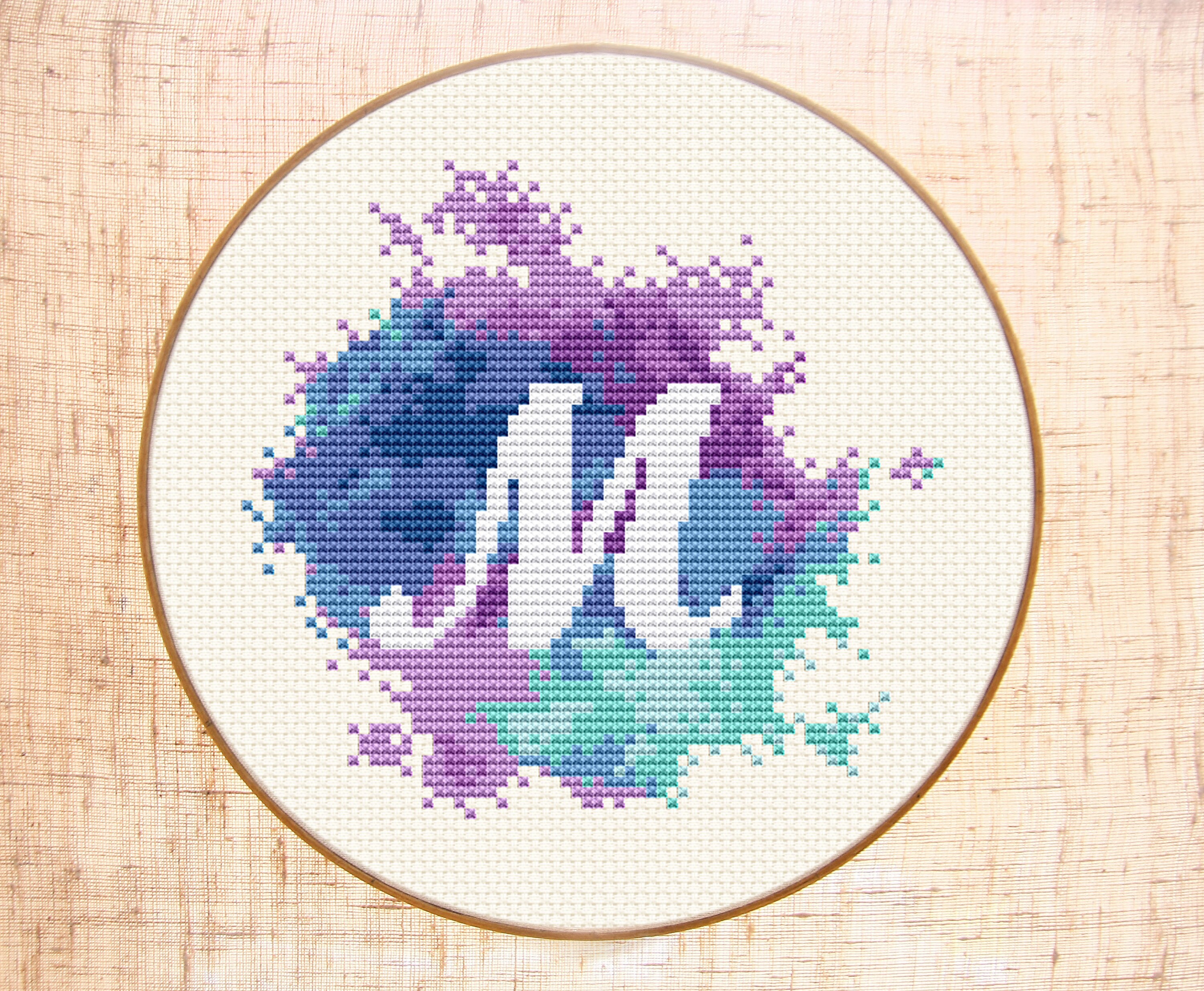 Letter M cross stitch pattern Modern cross stitch Watercolor Etsy