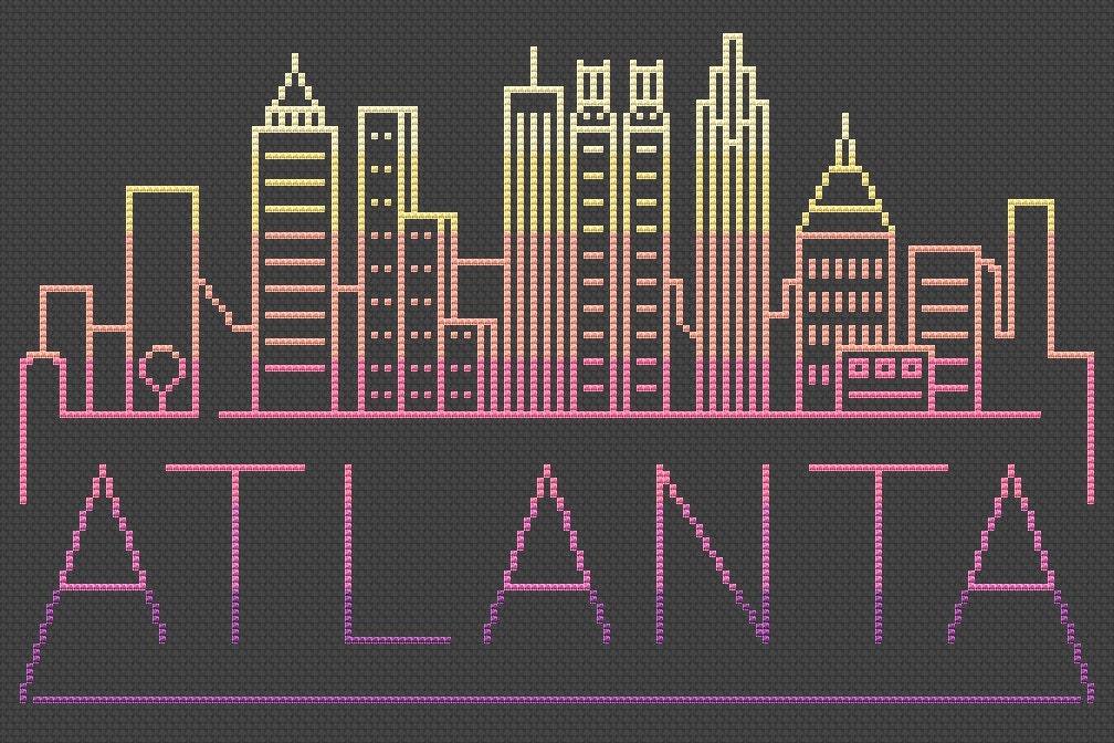 Atlanta cross stitch pattern Modern cross stitch state Etsy