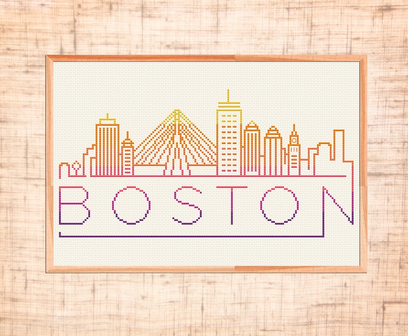 Boston Cross Stitch Pattern Modern Cross Stitch Massachusetts Etsy
