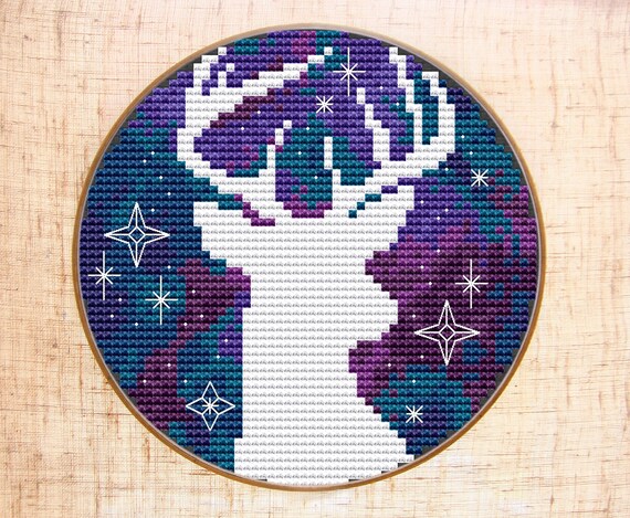 Galactic Deer Cross Stitch Pattern Modern Cross Stitch Galaxy Etsy
