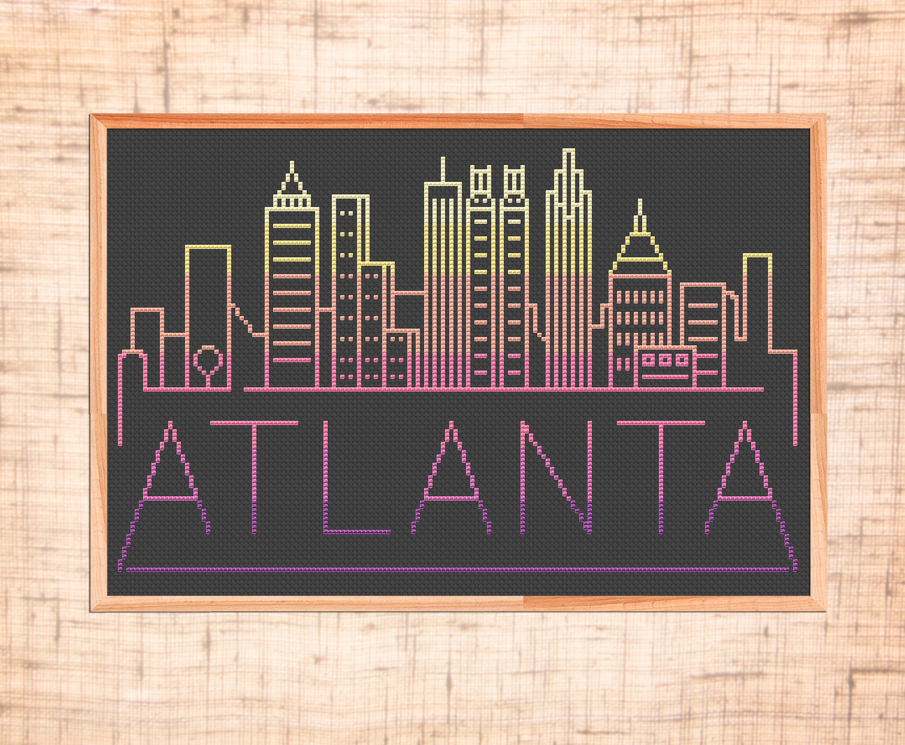 Atlanta cross stitch pattern Modern cross stitch state Etsy