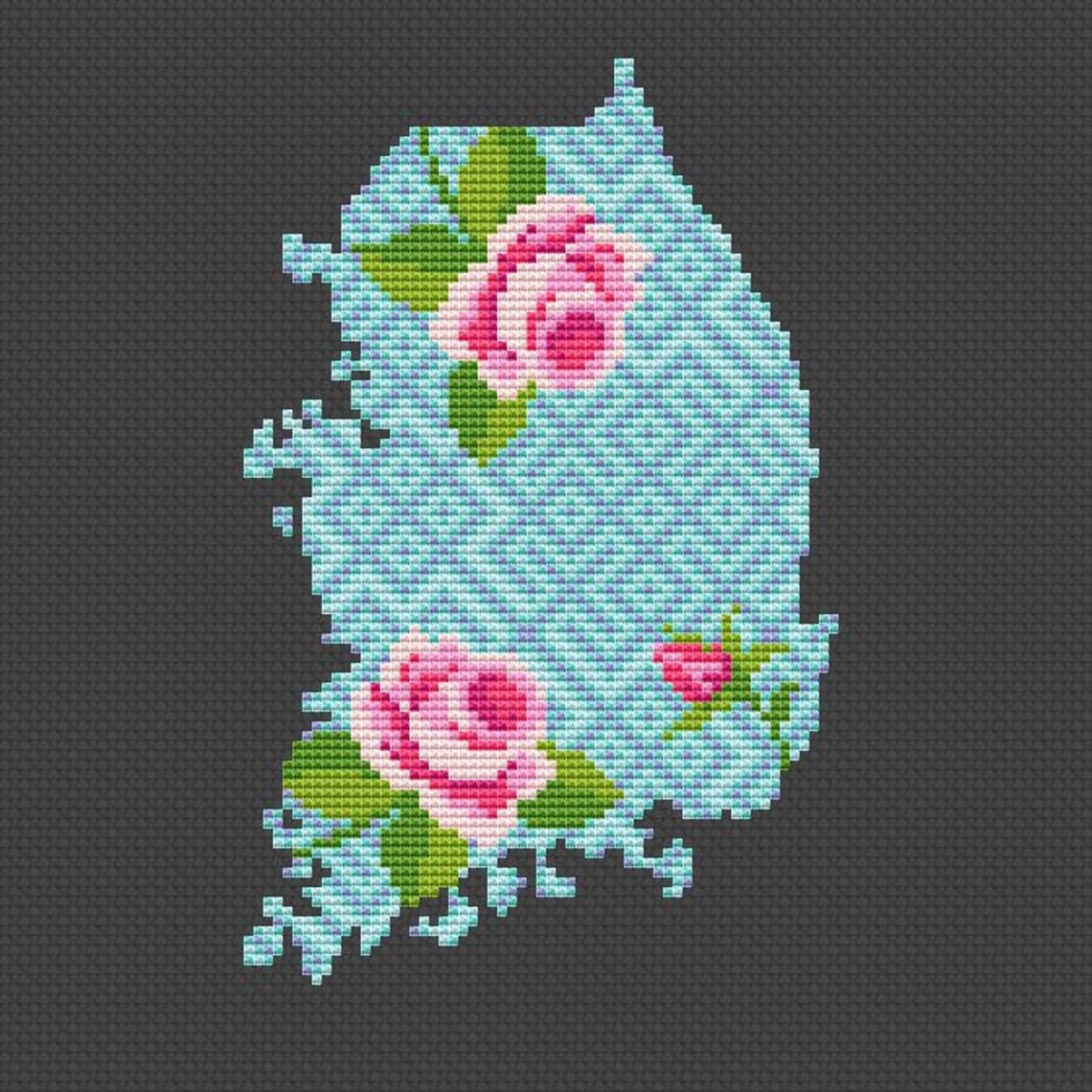 South Korea cross stitch pattern Modern cross stitch Floral Etsy