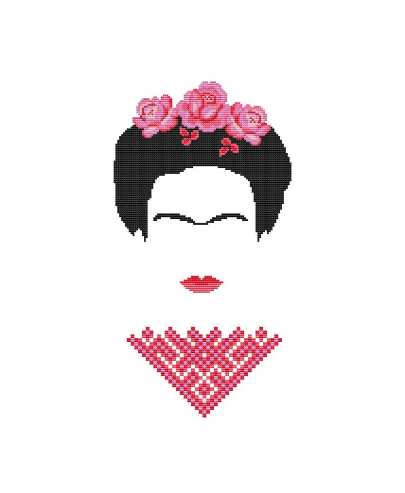 Frida Kahlo cross stitch pattern Modern cross stitch Frida | Etsy