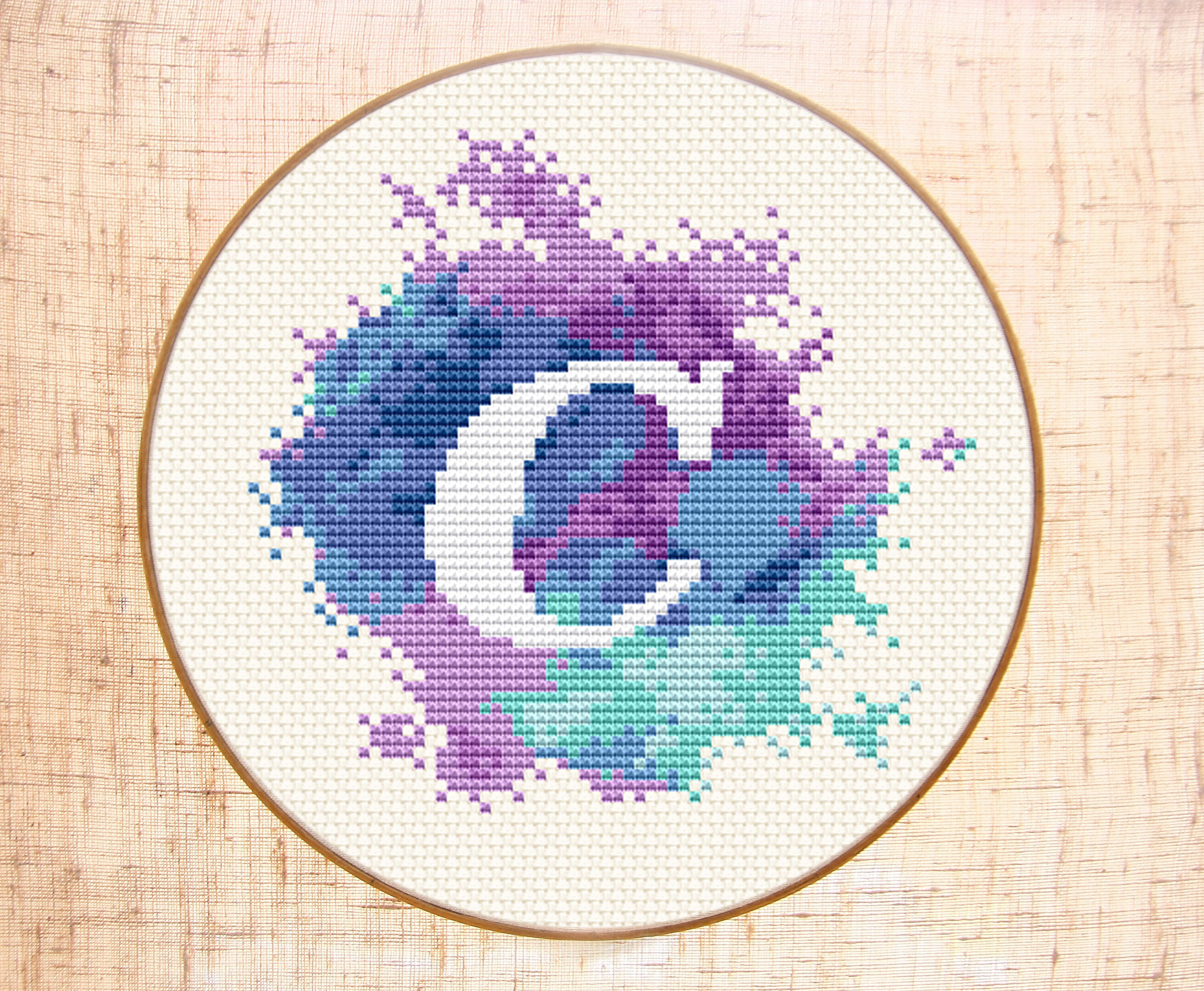 Letter C Cross Stitch Pattern Modern Cross Stitch Watercolor Etsy